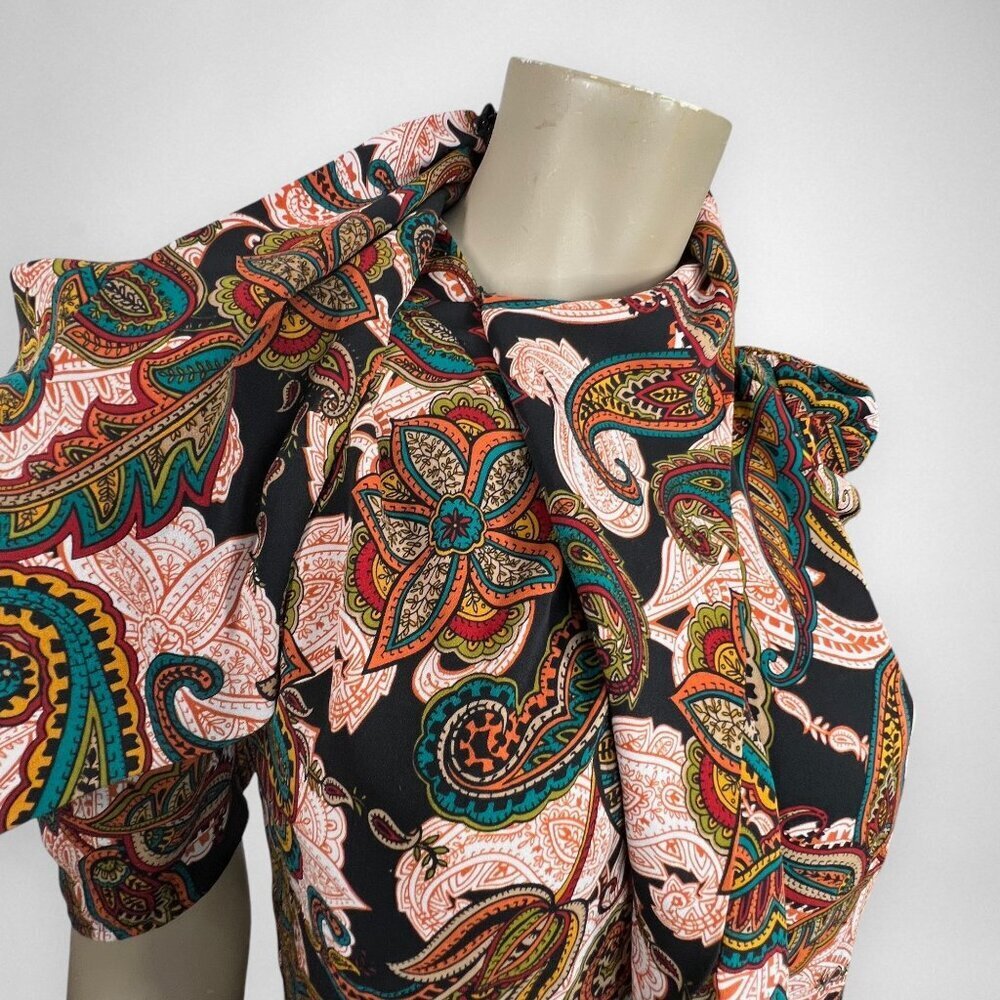 NEW YORK &‎ CO XS Paisley High-Neck Top Office Fall Print - Picture 6 of 12